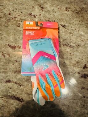 Easton Ghost Ethos Rainbow Batting Gloves - Pink Blue Orange